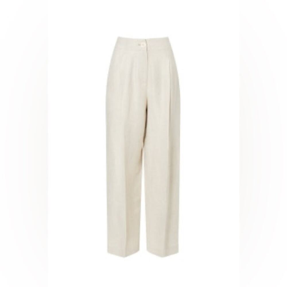 Rosetta Getty Collective Straight Leg Trousers Linen Rayon Blend Rent The Runway